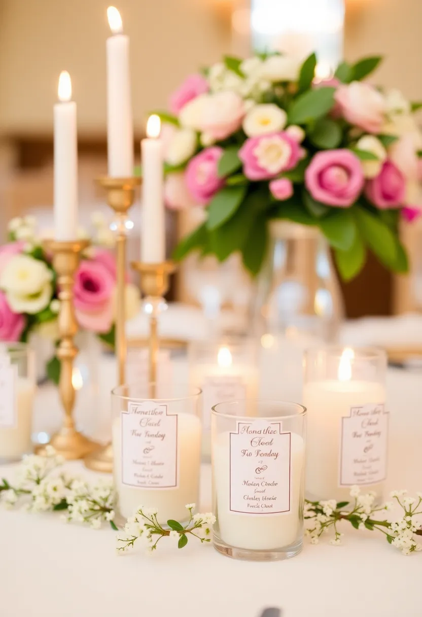 21 Stunning Wedding Decorations on a Budget (You Won't Believe #8!) - 10. Personalized Candle Favors