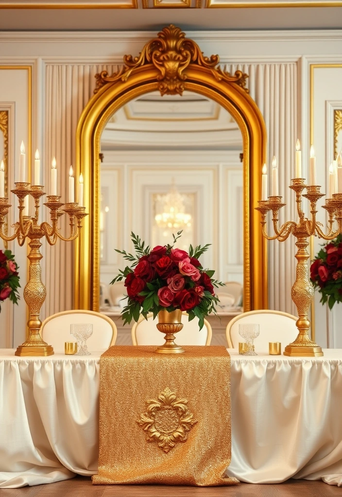21 Stunning Wedding Stage Decorations That Will Leave You Breathless! - 5. Glamorous Gold Accents
