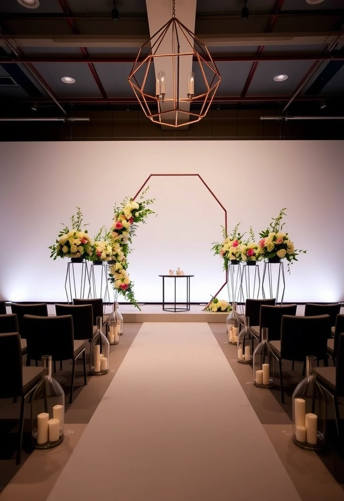 21 Stunning Wedding Ceremony Decor Ideas That Will Make Your Guests Say 'Wow!' - 17. Geometric Elegance: Modern Shapes