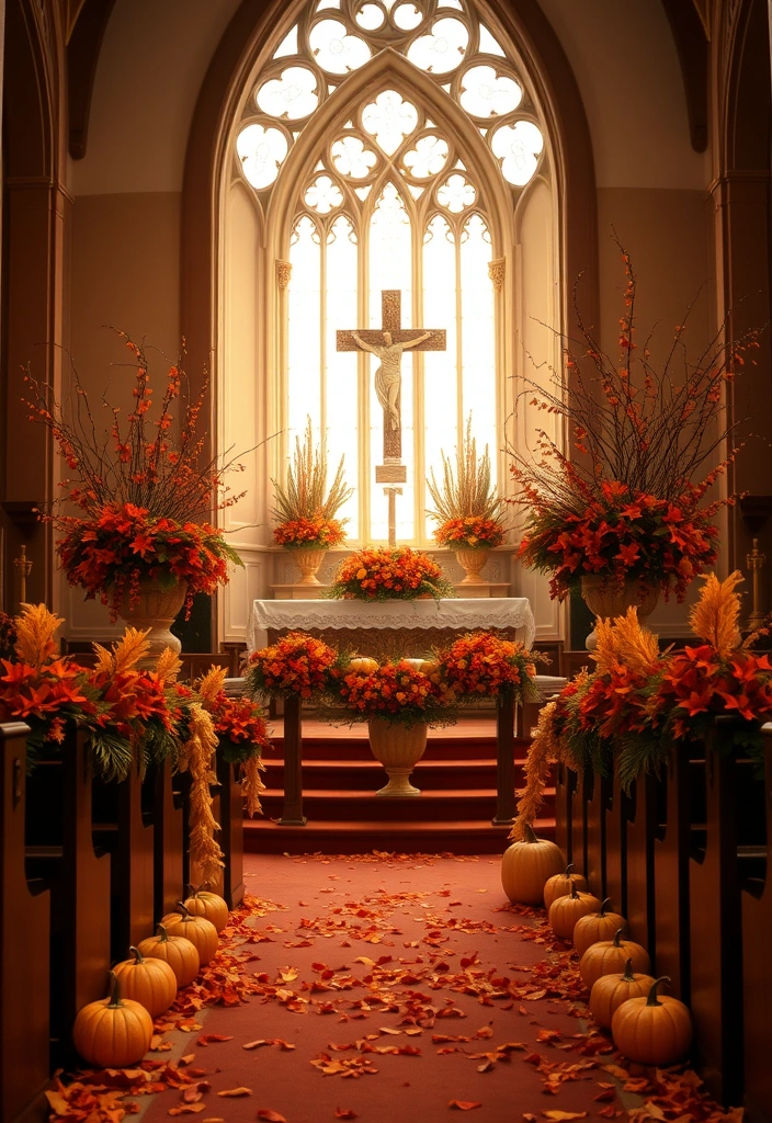21 Stunning Wedding Church Decorations That Will Leave You Breathless! - 12. Seasonal Decor Elements