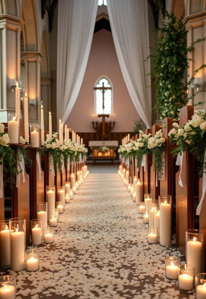 21 Stunning Wedding Church Decorations That Will Leave You Breathless! - 2. Candlelit Aisle