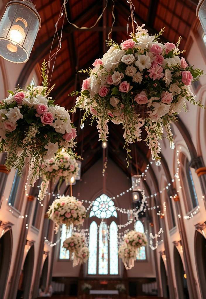21 Stunning Wedding Church Decorations That Will Leave You Breathless! - 5. Whimsical Hanging Installations