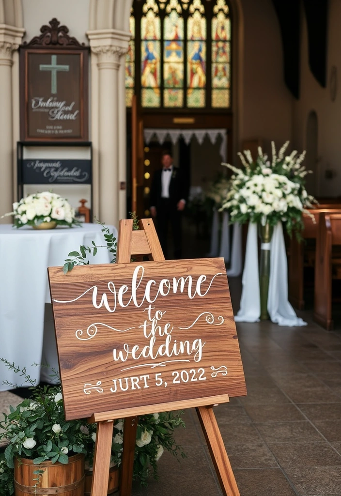 21 Stunning Wedding Church Decorations That Will Leave You Breathless! - 8. Personalized Signage